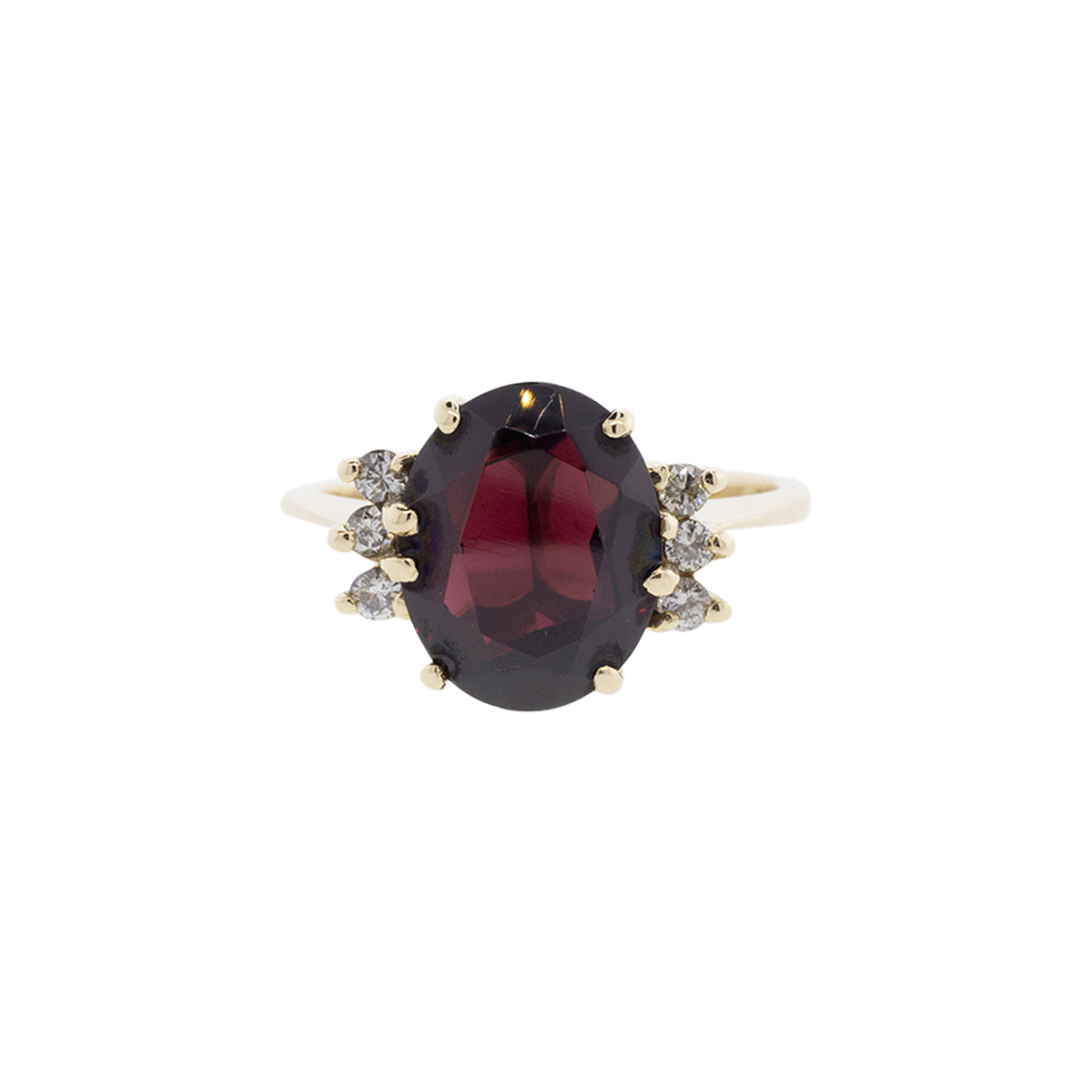 14K Yellow Gold Garnet & Diamond Ring