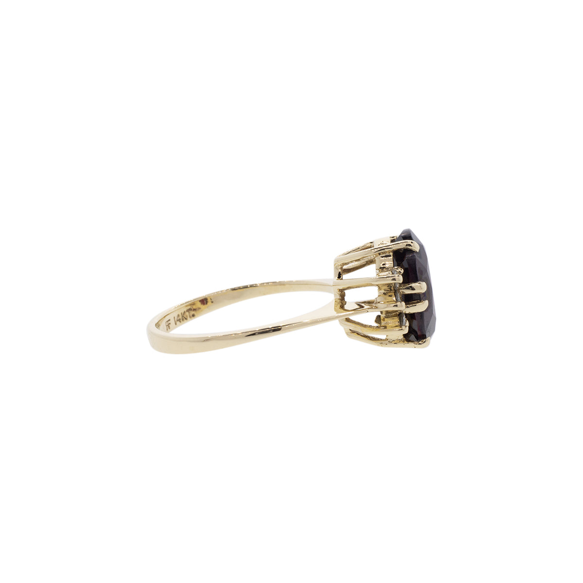 14K Yellow Gold Garnet & Diamond Ring