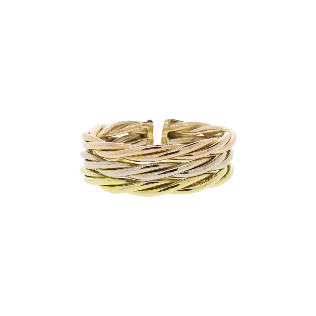 18K Tri-Tone Twisted Cuff Ring