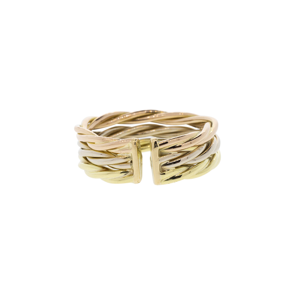 18K Tri-Tone Twisted Cuff Ring