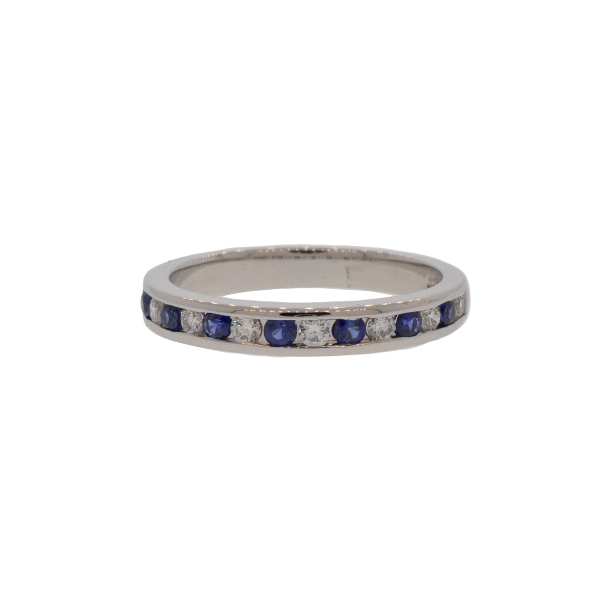 Channel Set Premium Blue Sapphire and Diamond Ring