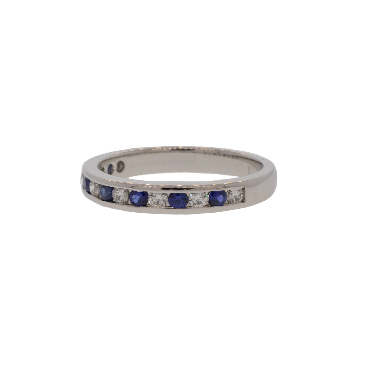 Channel Set Premium Blue Sapphire and Diamond Ring