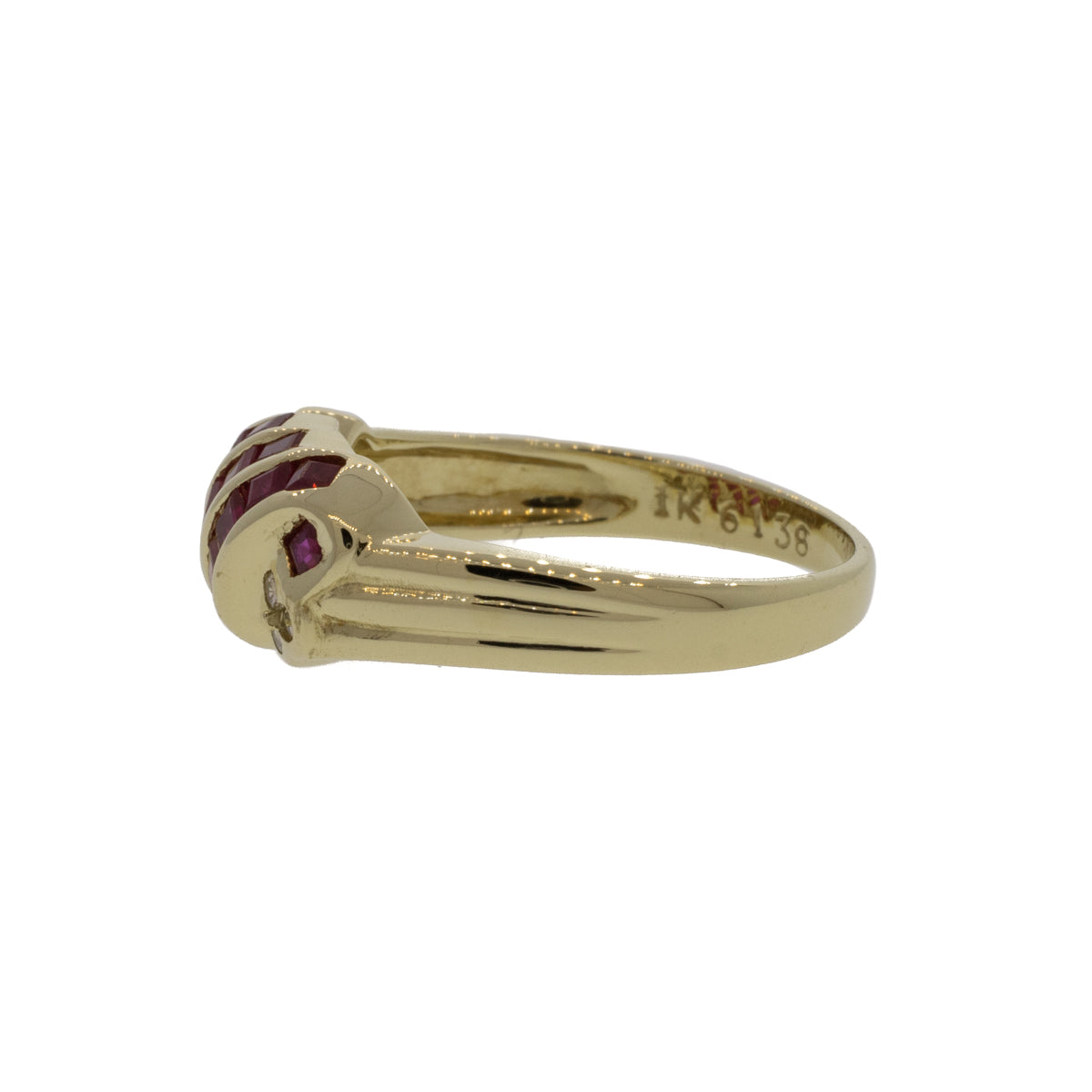 18K Yellow Gold Twisted Ruby Cocktail Ring