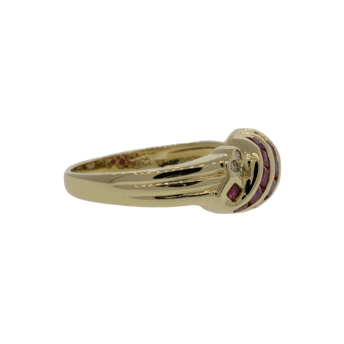 18K Yellow Gold Twisted Ruby Cocktail Ring