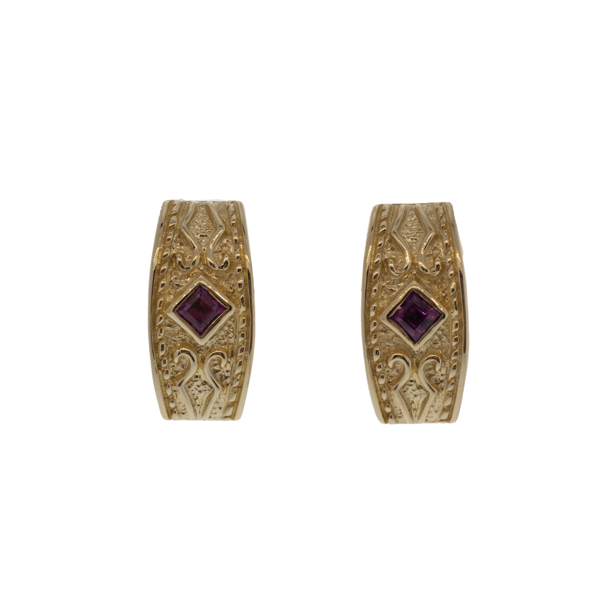 Etruscan Style Pink Tourmaline Earrings