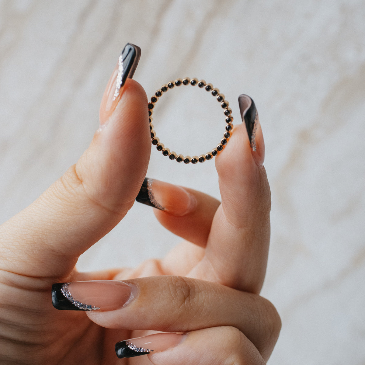 18K Yellow Gold Reversible Black & White Diamond Eternity Ring