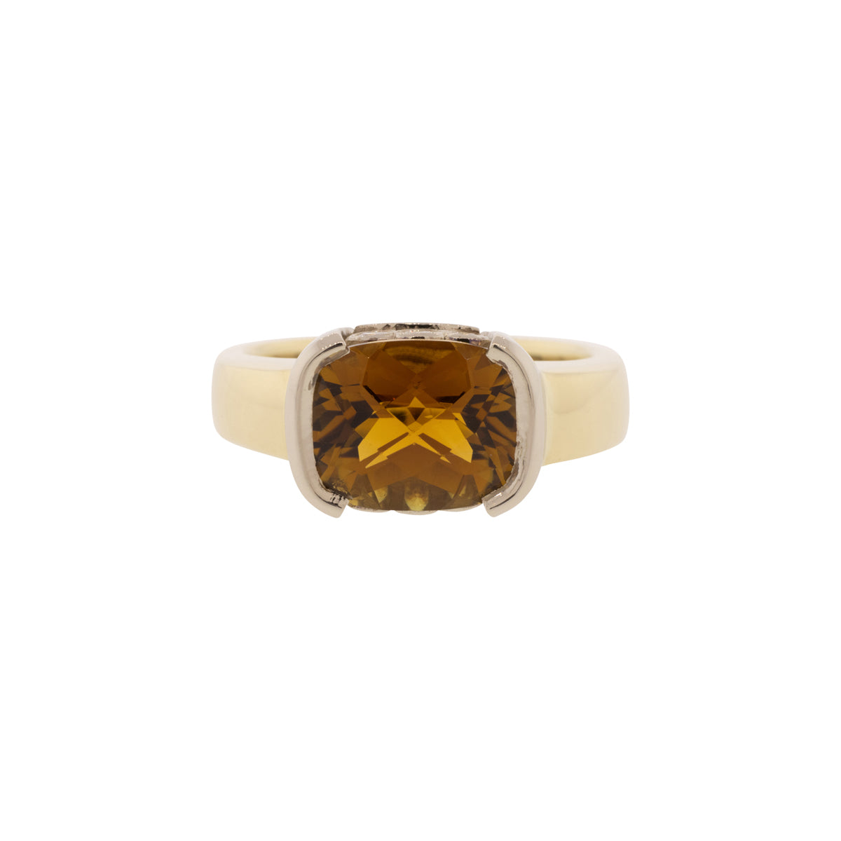 14K Gold Madeira Citrine & Diamond Ring