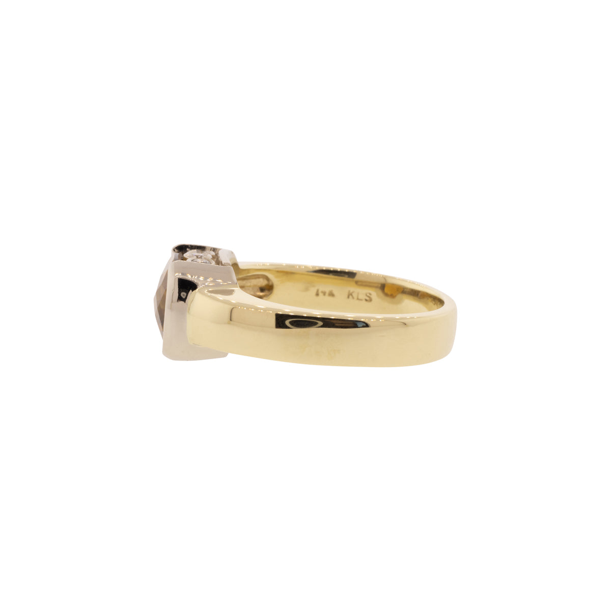 14K Gold Madeira Citrine & Diamond Ring