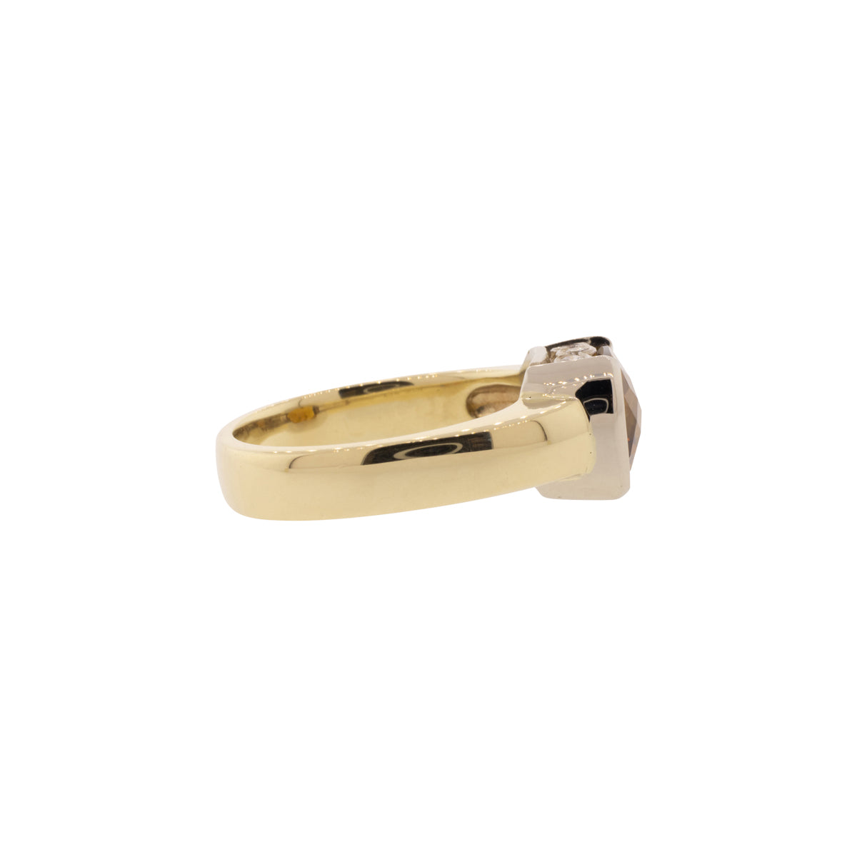 14K Gold Madeira Citrine & Diamond Ring