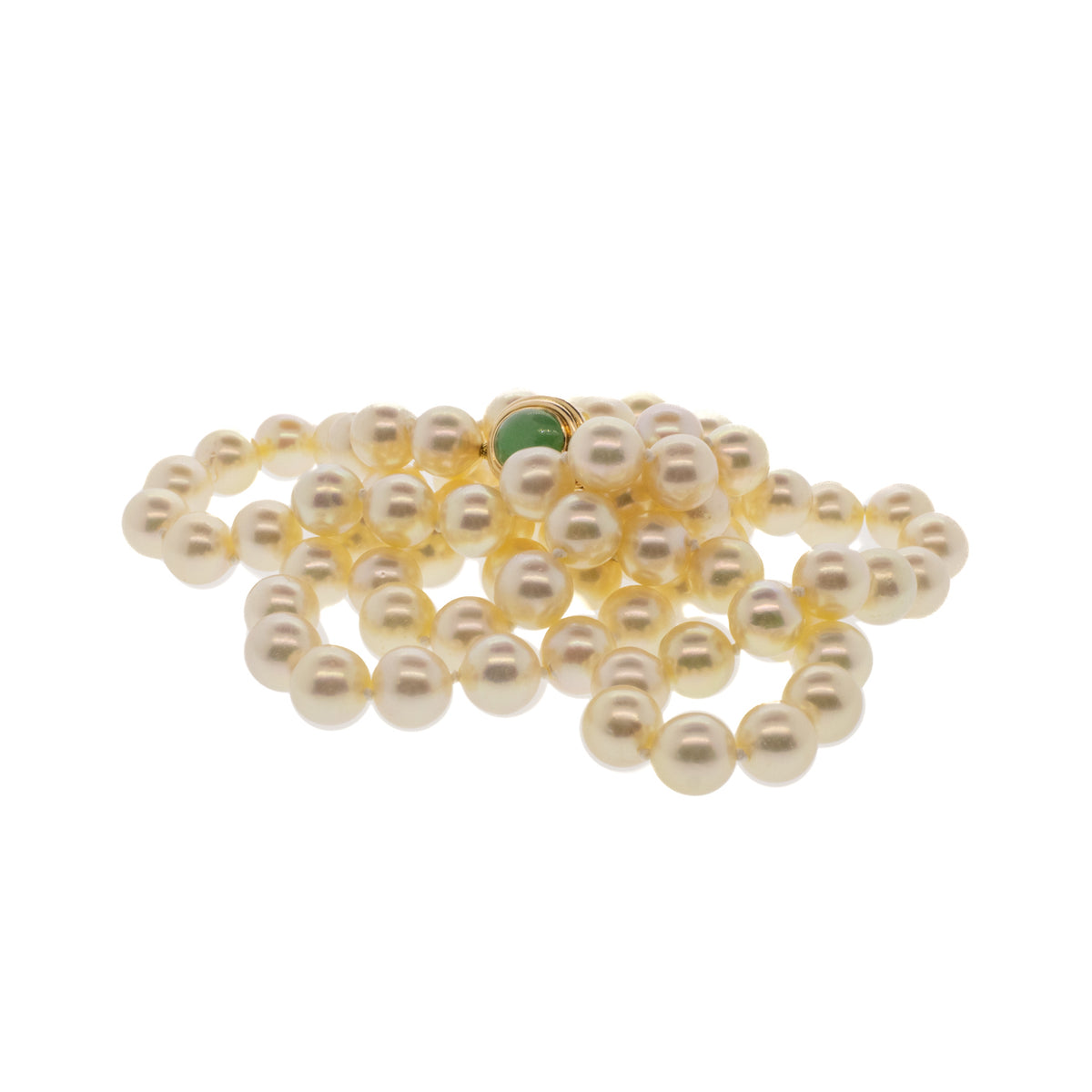 Opera Length Akoya Pearl Strand with Jadeite Clasp