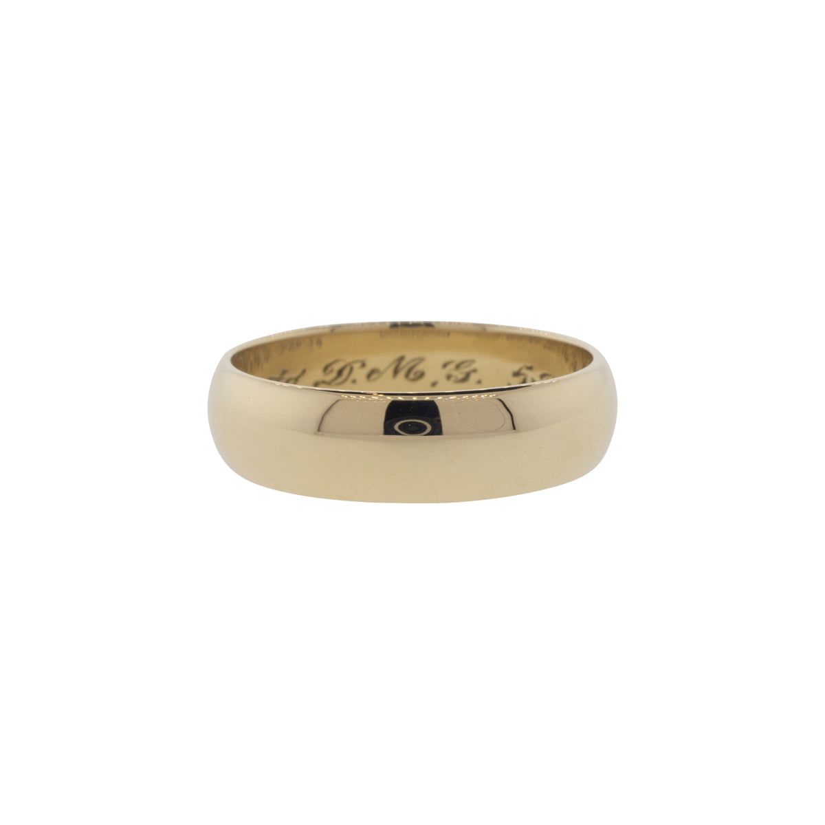 14K Yellow Gold Carved 6mm Half-Round Band