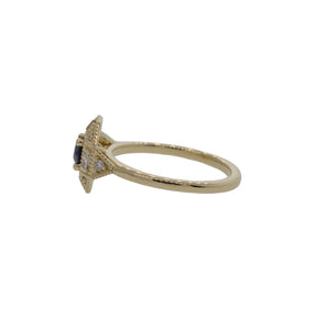 Art Deco Style, Modern Sapphire and Lab Diamond Ring