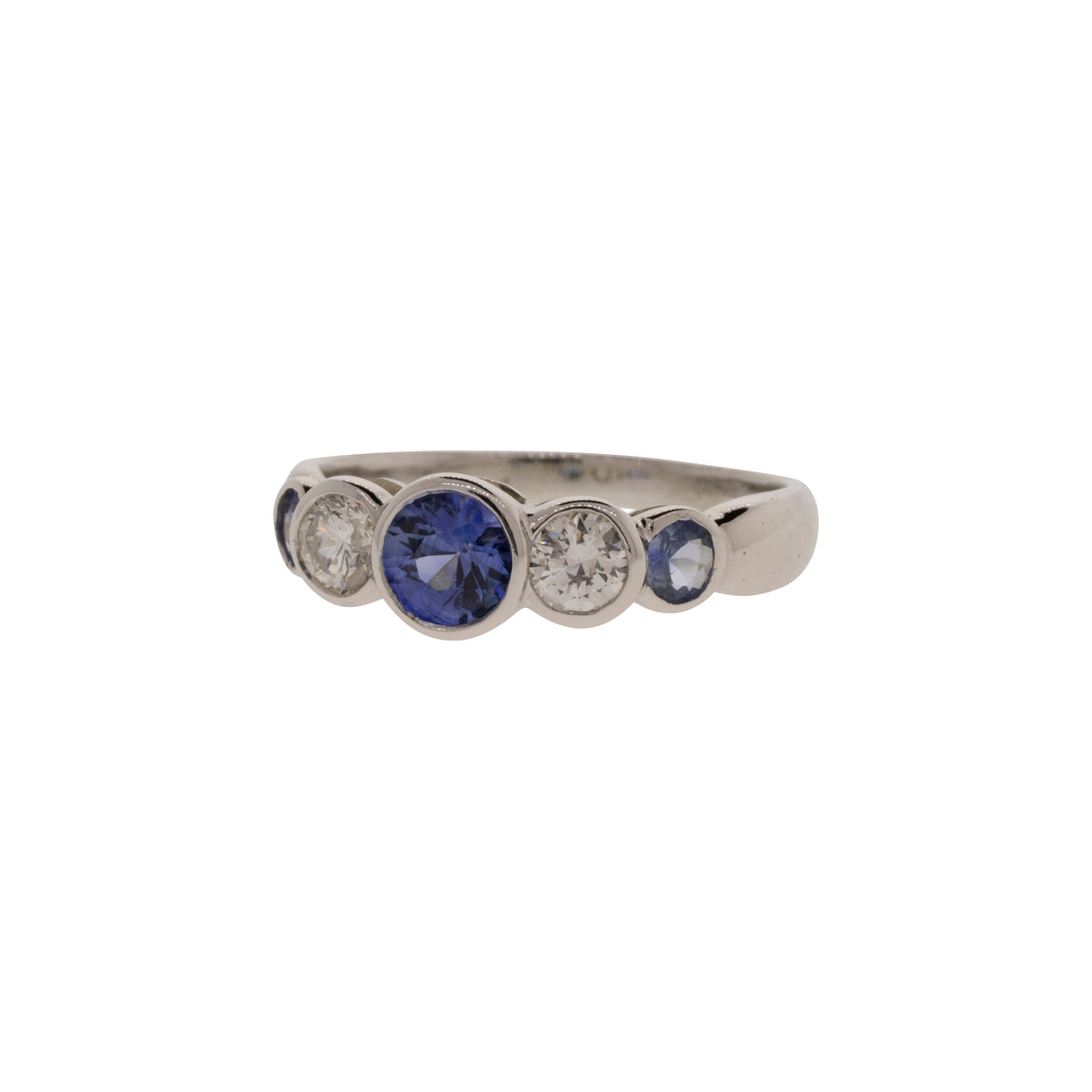 Bezel Set Five Stone Sapphire and Diamond Ring