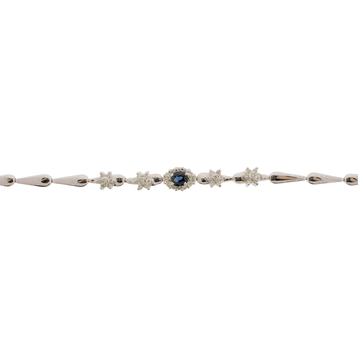 Blue Sapphire & Diamond Flower Bracelet