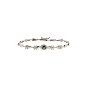 Blue Sapphire & Diamond Flower Bracelet