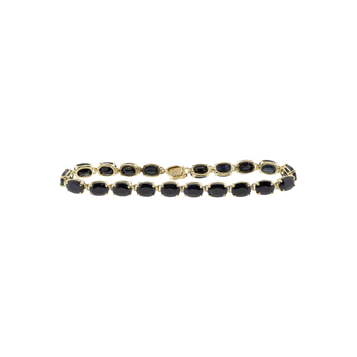 14K Yellow Gold Dark Blue Sapphire Tennis Bracelet