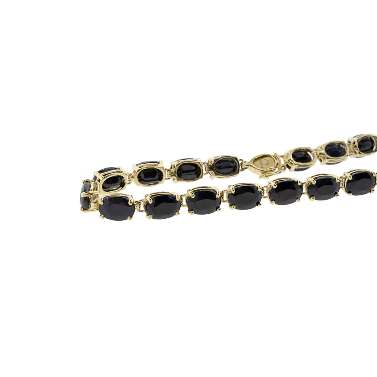 14K Yellow Gold Dark Blue Sapphire Tennis Bracelet