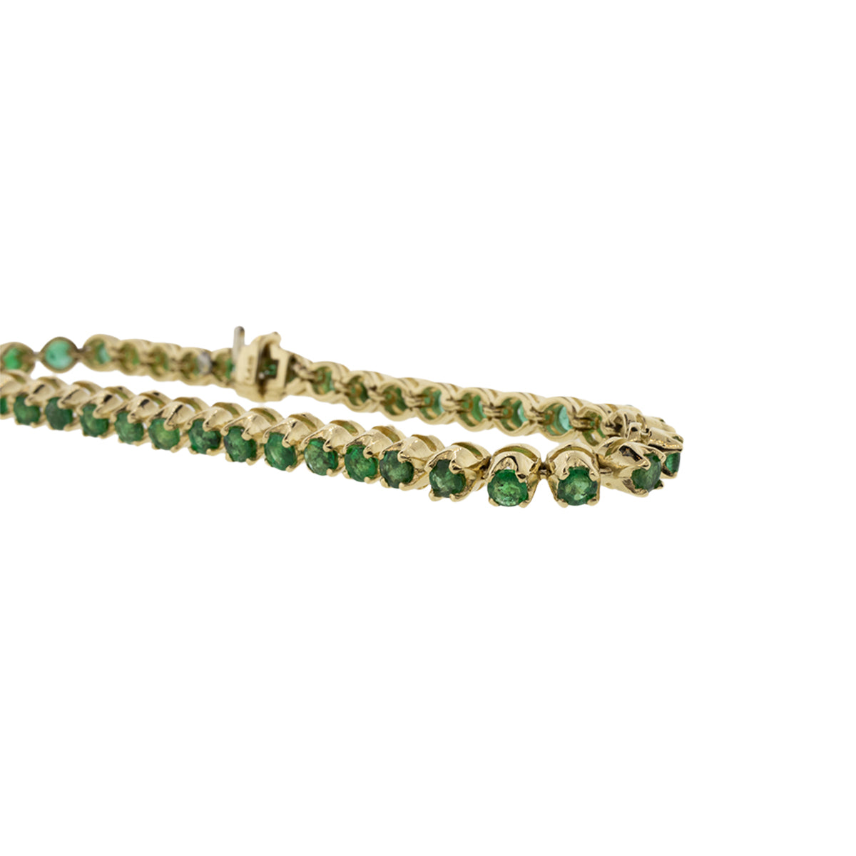 14K Yellow Gold Natural Emerald Tennis Bracelet