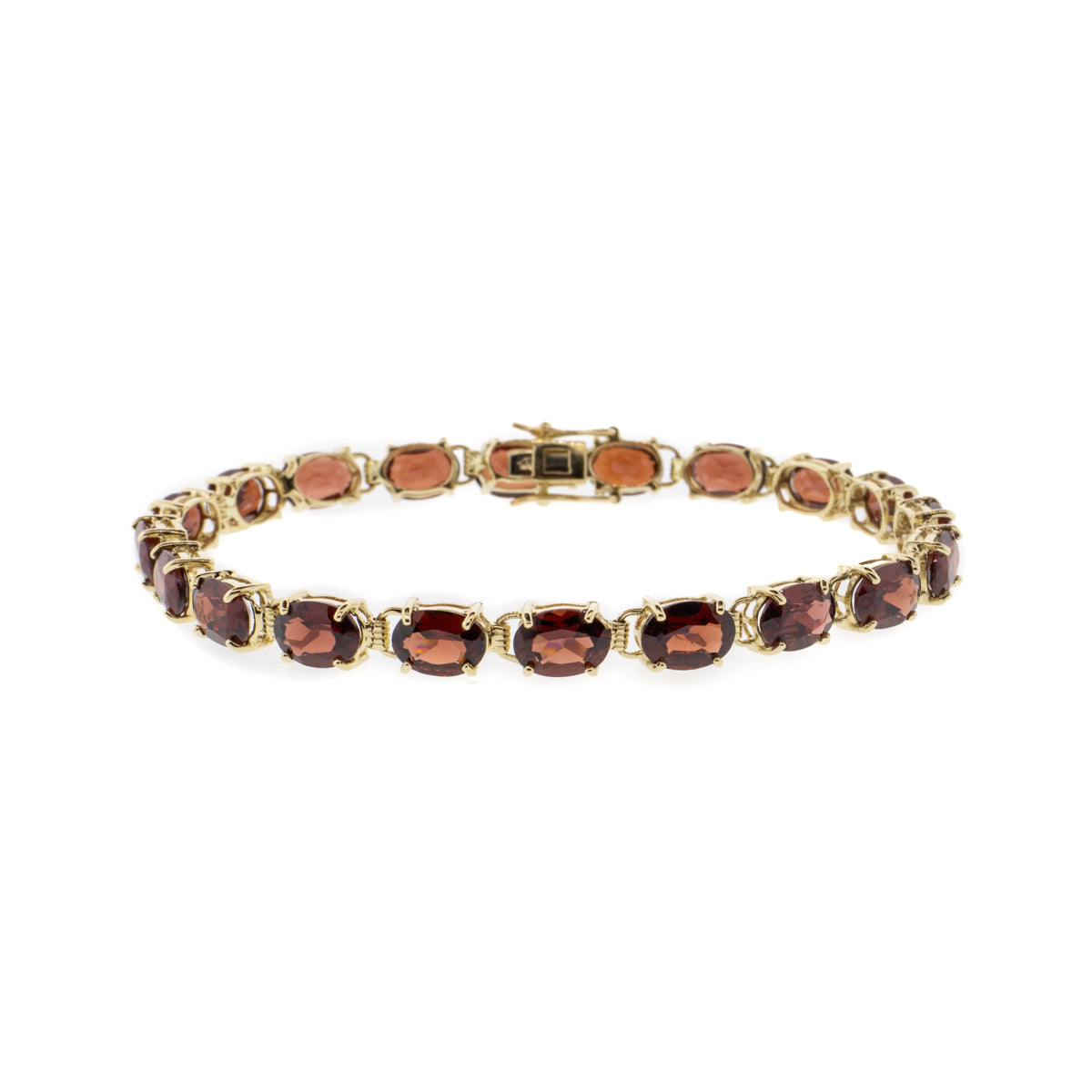 14K Yellow Gold Natural Oval Ruby Line Bracelet