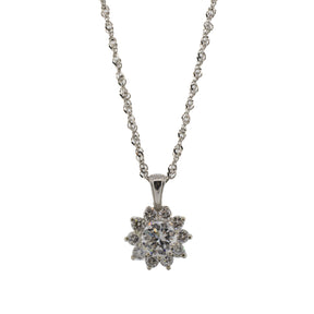 Floral Diamond Cluster Pendant Necklace