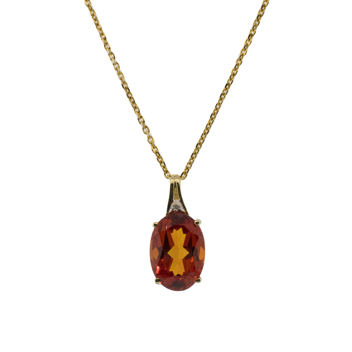 Orange Lab Sapphire Pendant Necklace