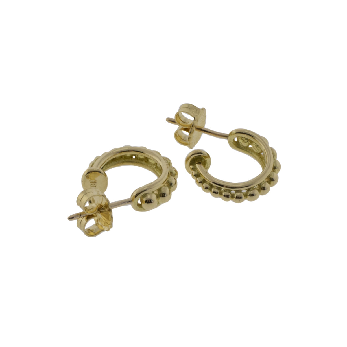 -18k Yellow Gold Half Hoop Studs