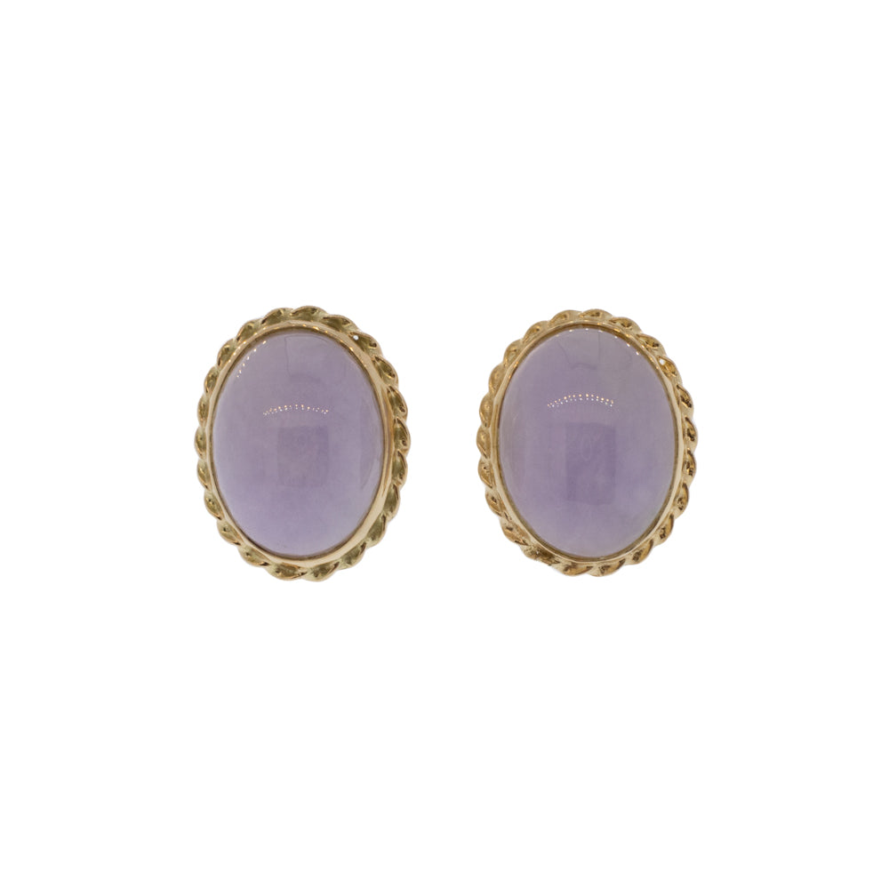 Cabochon Cut Lavender Jade Studs