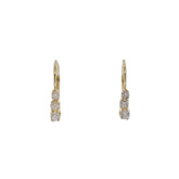 Stacked Three Stone Diamond Leverback Earrings