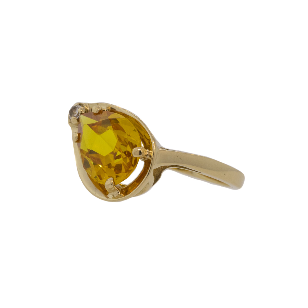 Asymmetrical Yellow and White Lab Sapphire Ring
