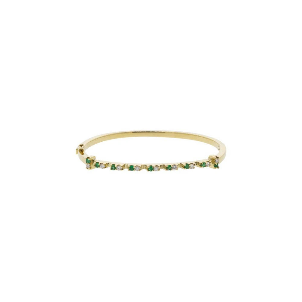 18K Yellow Gold Emerald & Diamond Bangle Bracelet