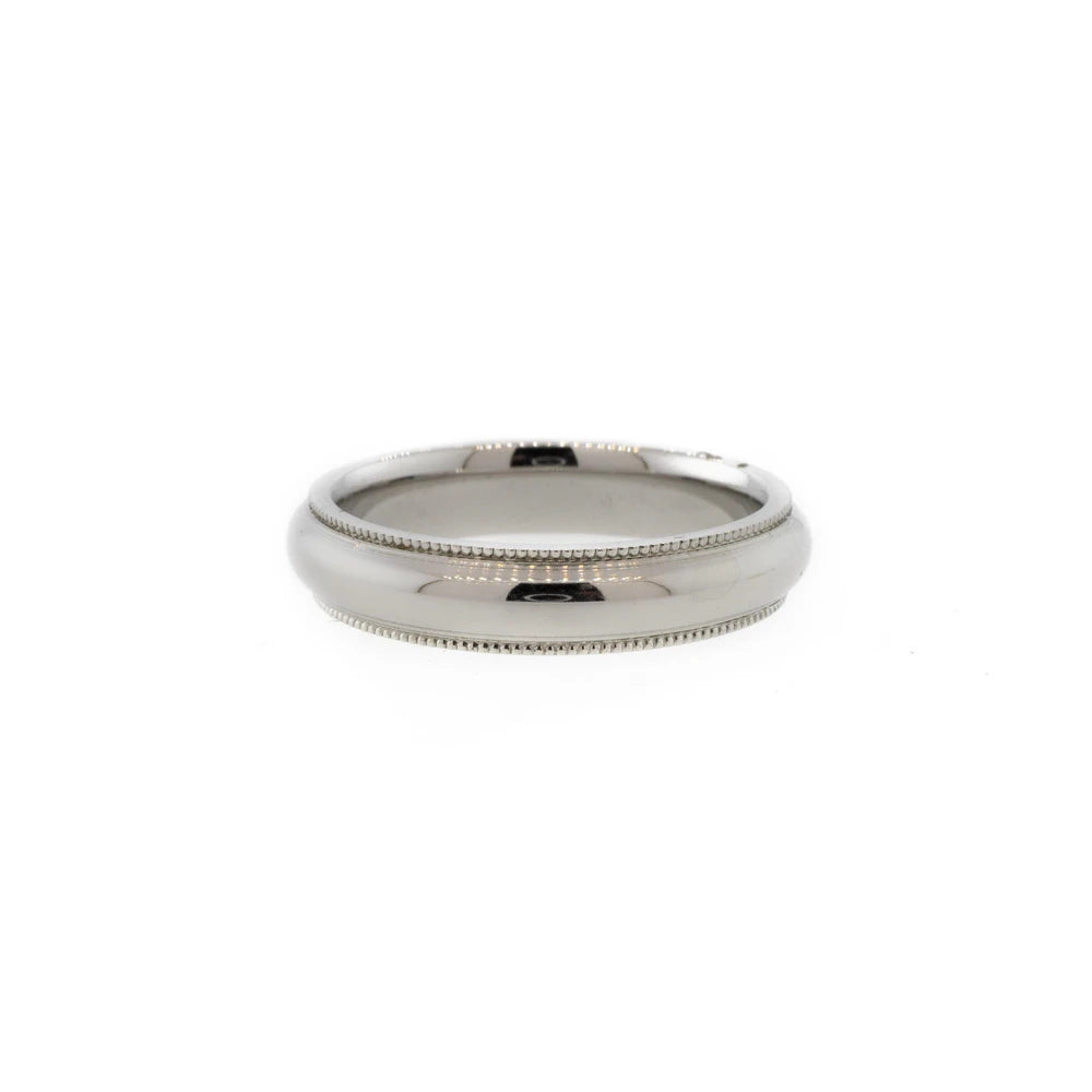 Milgrain Edge Half-Round Comfort Fit Platinum Band