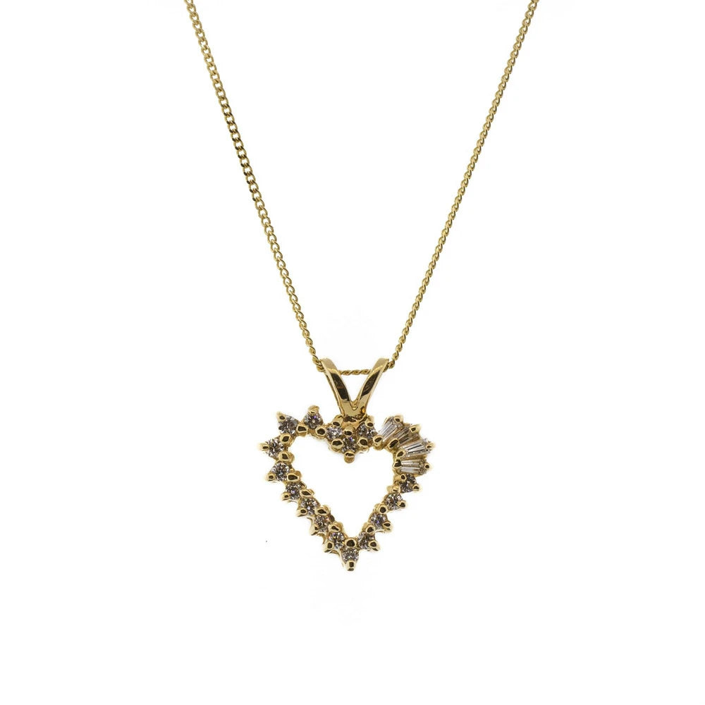 Mixed Cut Diamond Heart Pendant Necklace