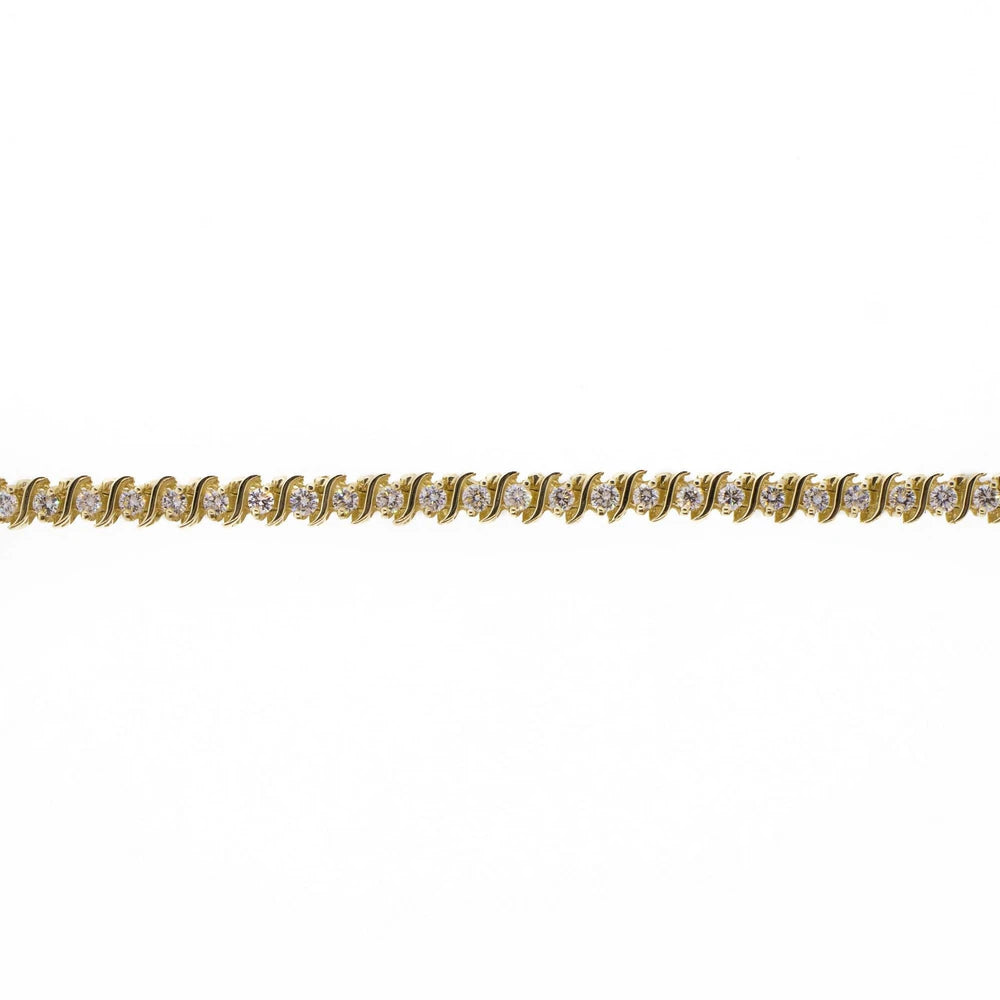 Yellow Gold and Natural Diamond Tennis Line Bracelet