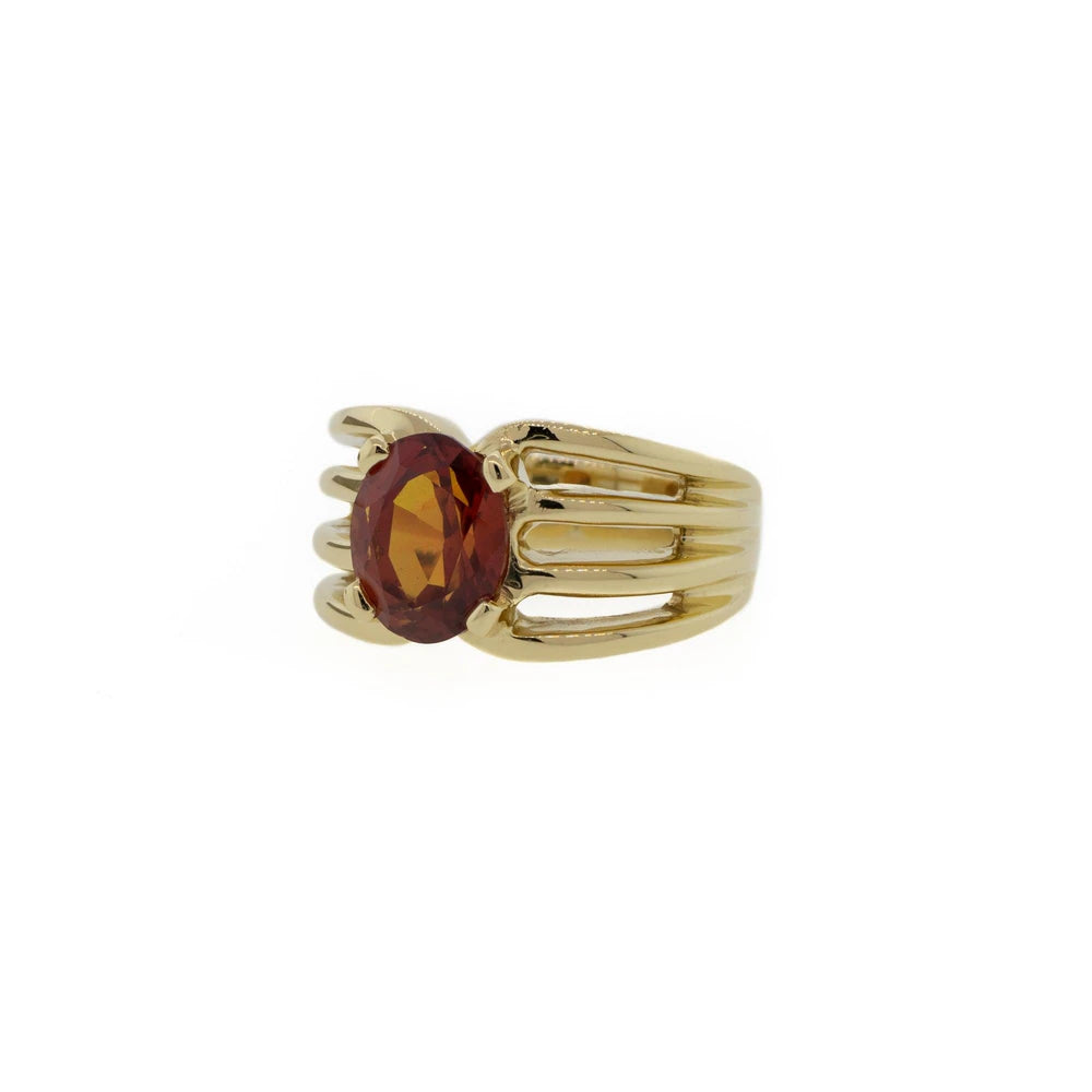 Oval Untreated Natural Orange Sapphire Ring
