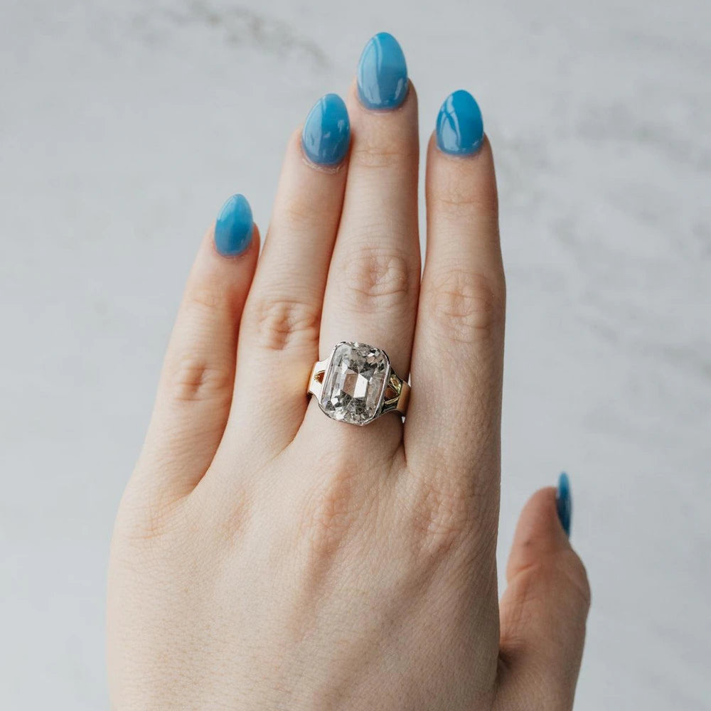 Partial-Bezel Rutilated Quartz Ring