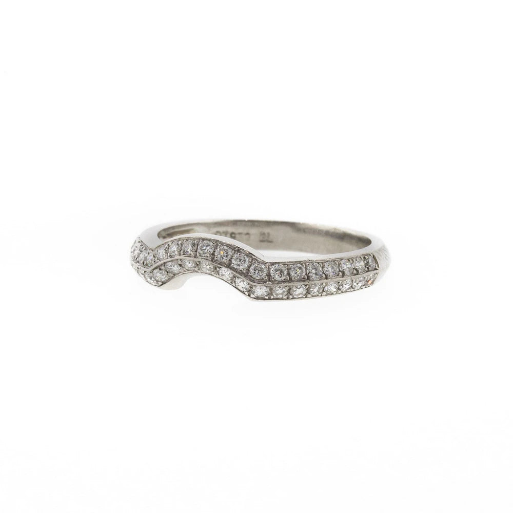 Pave Style Two-Line Diamond Platinum Contour Band