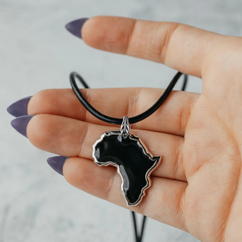 Sterling Silver Enameled African Pendant Necklace