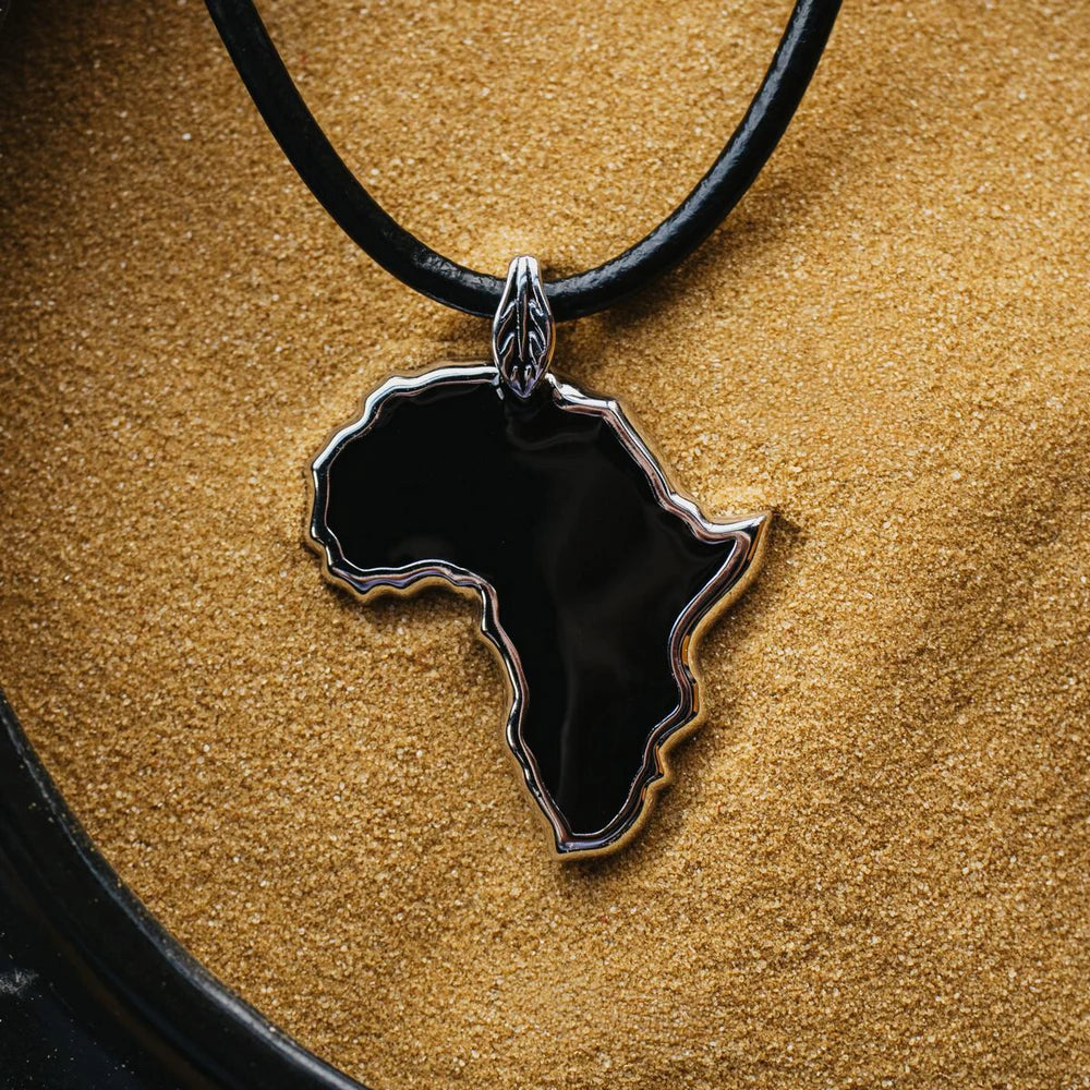 Sterling Silver Enameled African Pendant Necklace