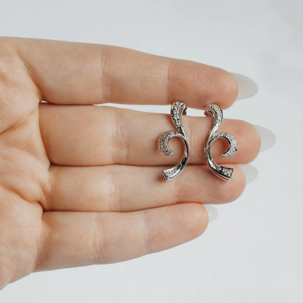 Twisted Branch Diamond Stud Earrings