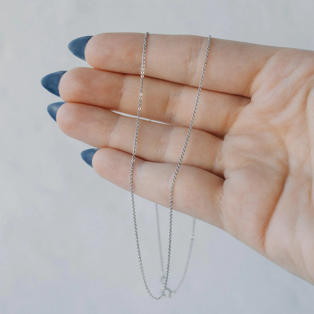 14K White Gold Adjustable Light Cable Chain