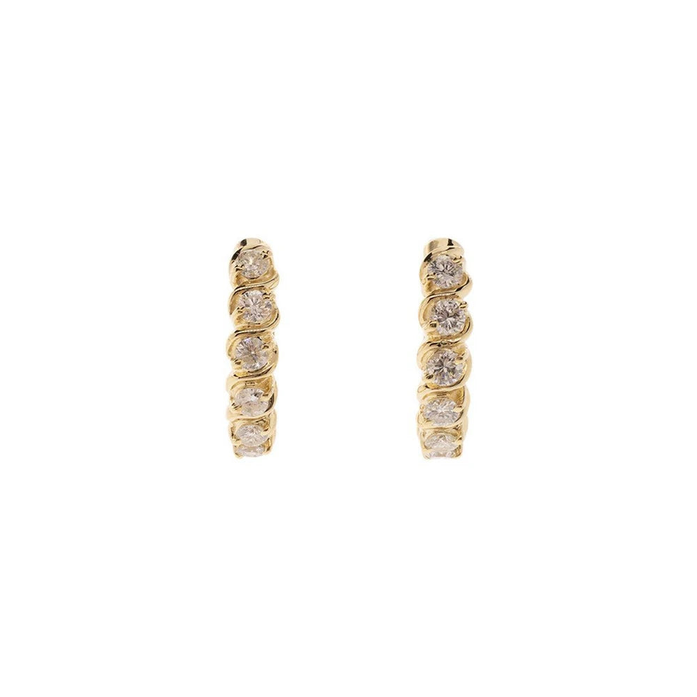 14K Yellow Gold 1.20ctw Diamond Hoop Earrings