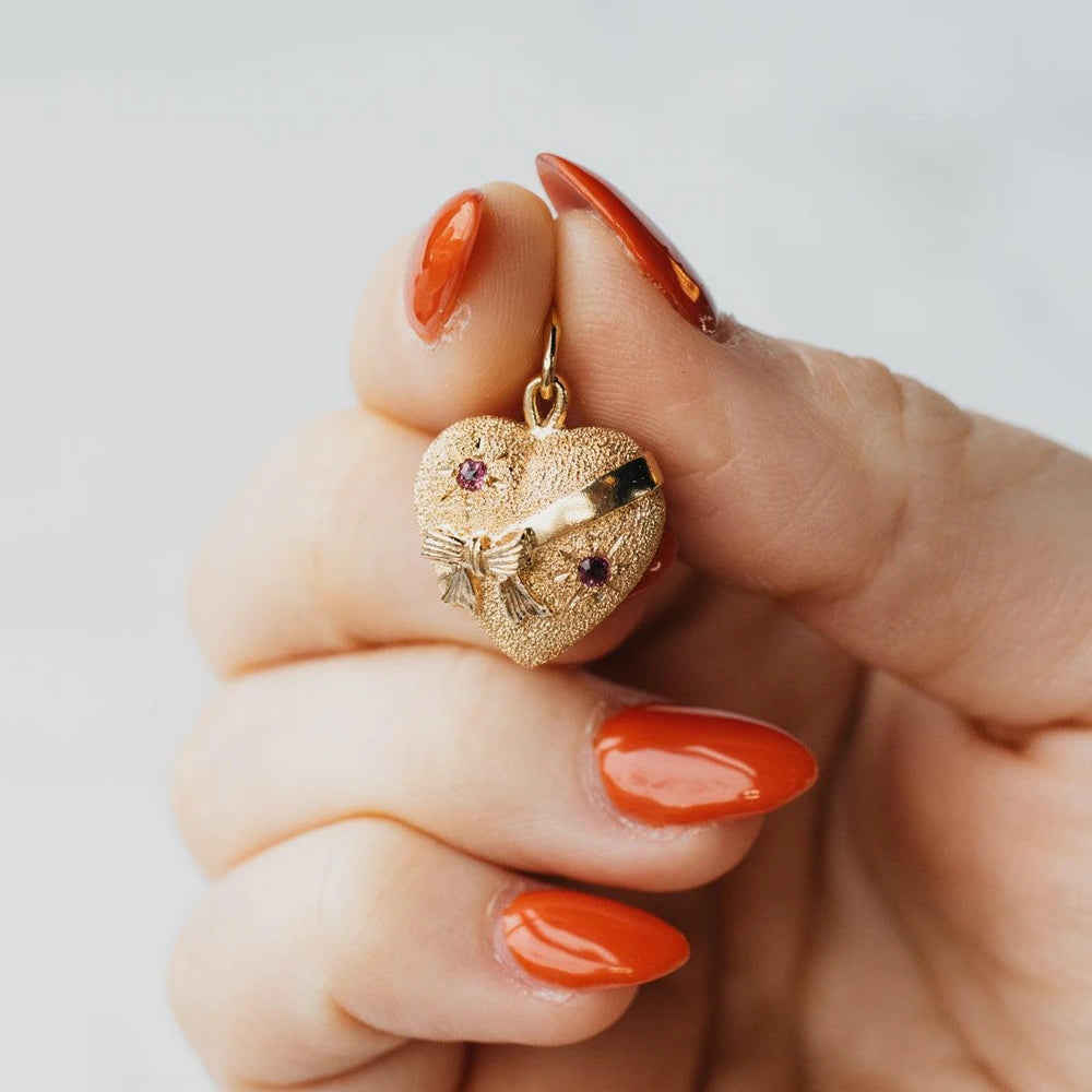 14K Yellow Gold Puffy Heart Charm