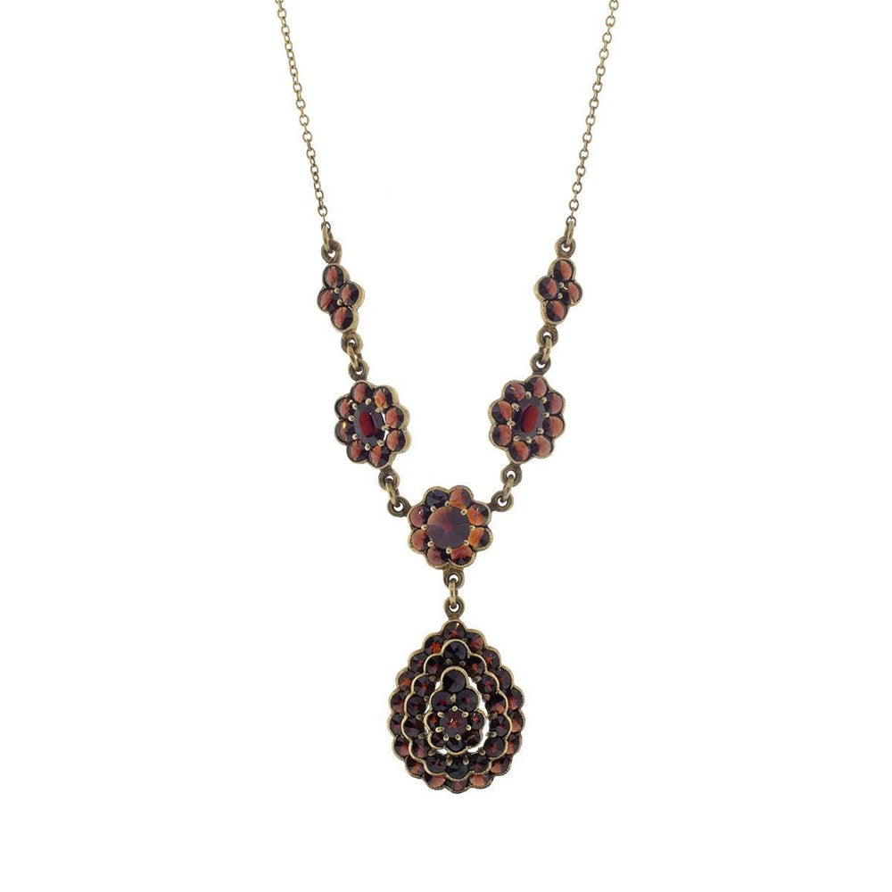 14K Yellow Gold Victorian Bohemian Garnet Necklace