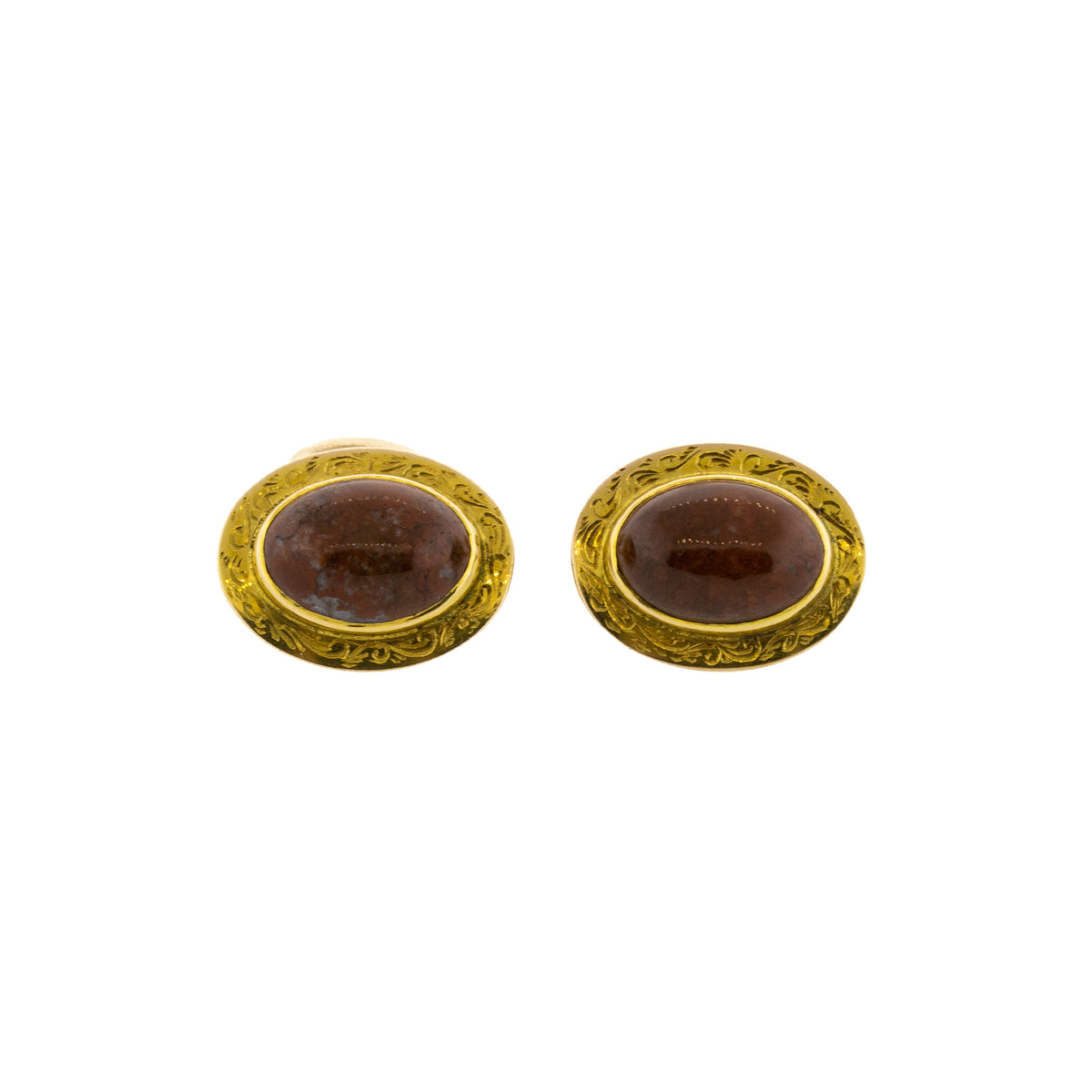 Victorian Cufflinks with Red Jasper and 10k Yellow Gold