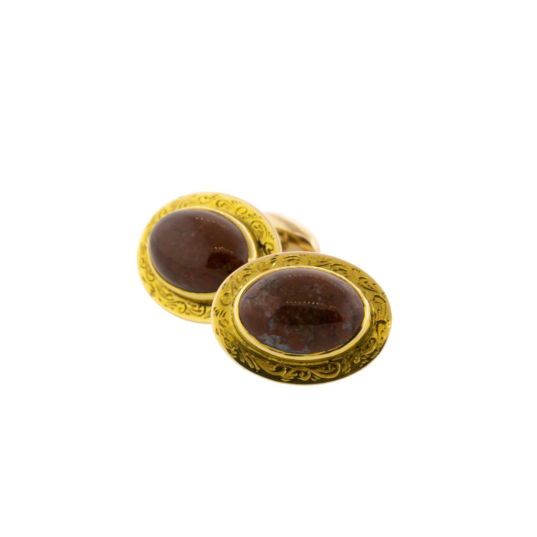 Victorian Cufflinks with Red Jasper and 10k Yellow Gold