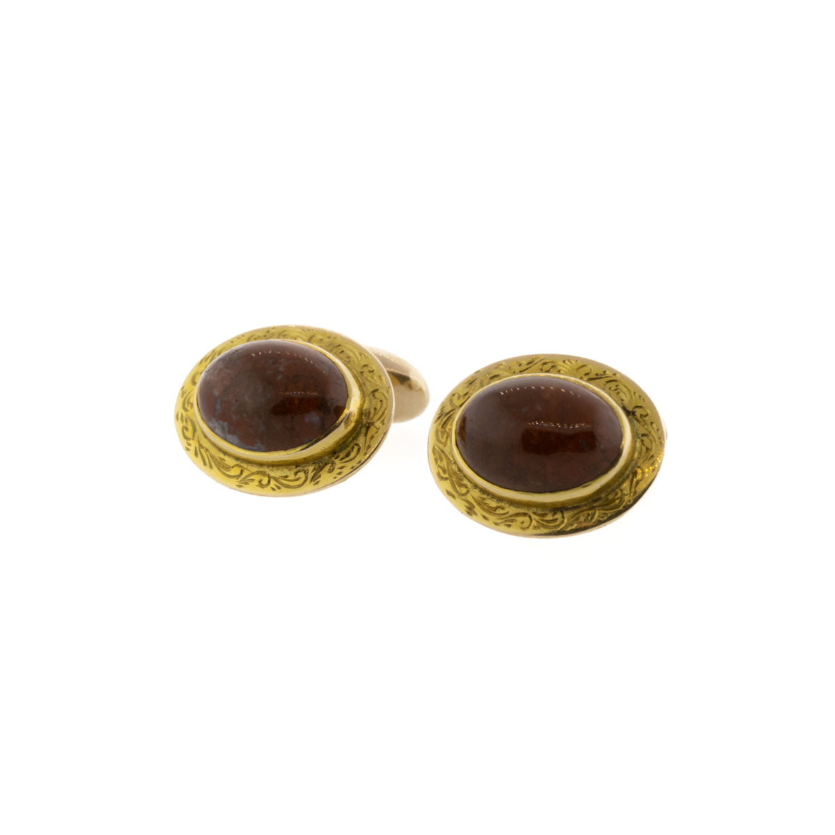Victorian Cufflinks with Red Jasper and 10k Yellow Gold