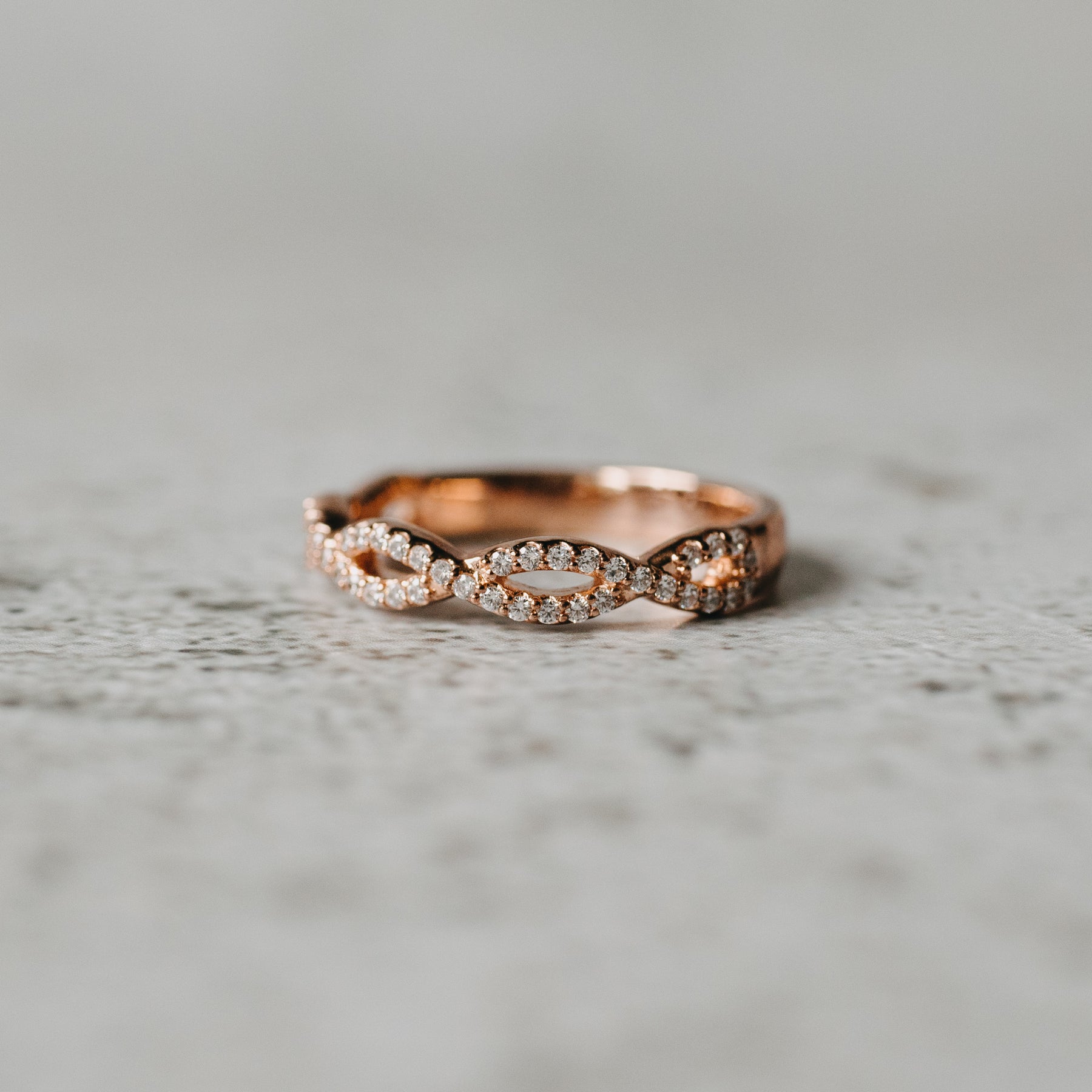 14K Rose Gold Infinity Pinpoint Diamond Anniversary Band