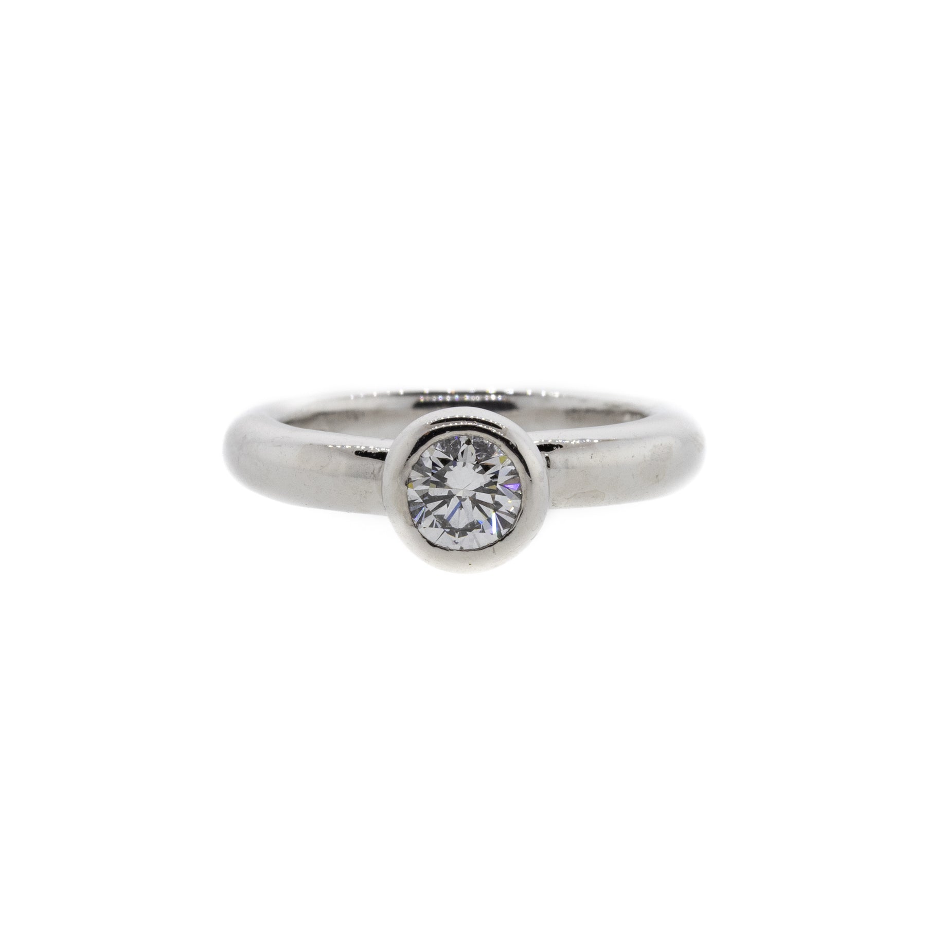 Platinum Bezel-Set Round Brilliant Diamond Solitaire Ring