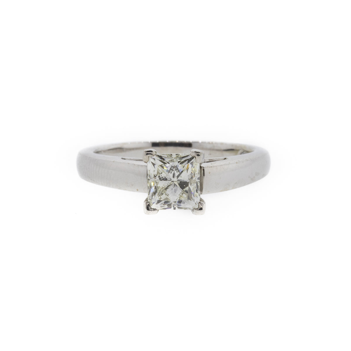Princess Cut Solitaire Diamond Platinum & 14K White Gold Ring