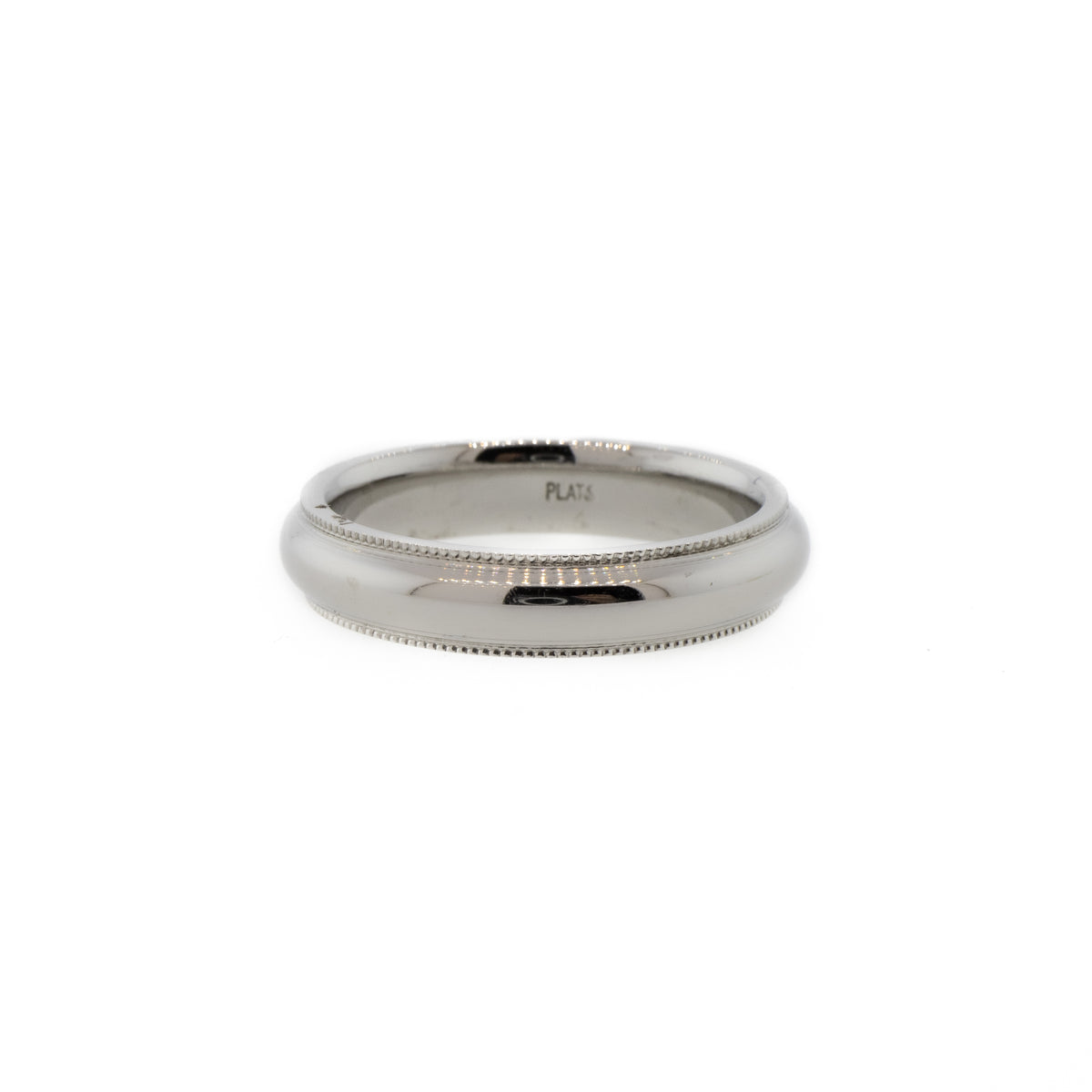 Milgrain Edge Half-Round Comfort Fit Platinum Band